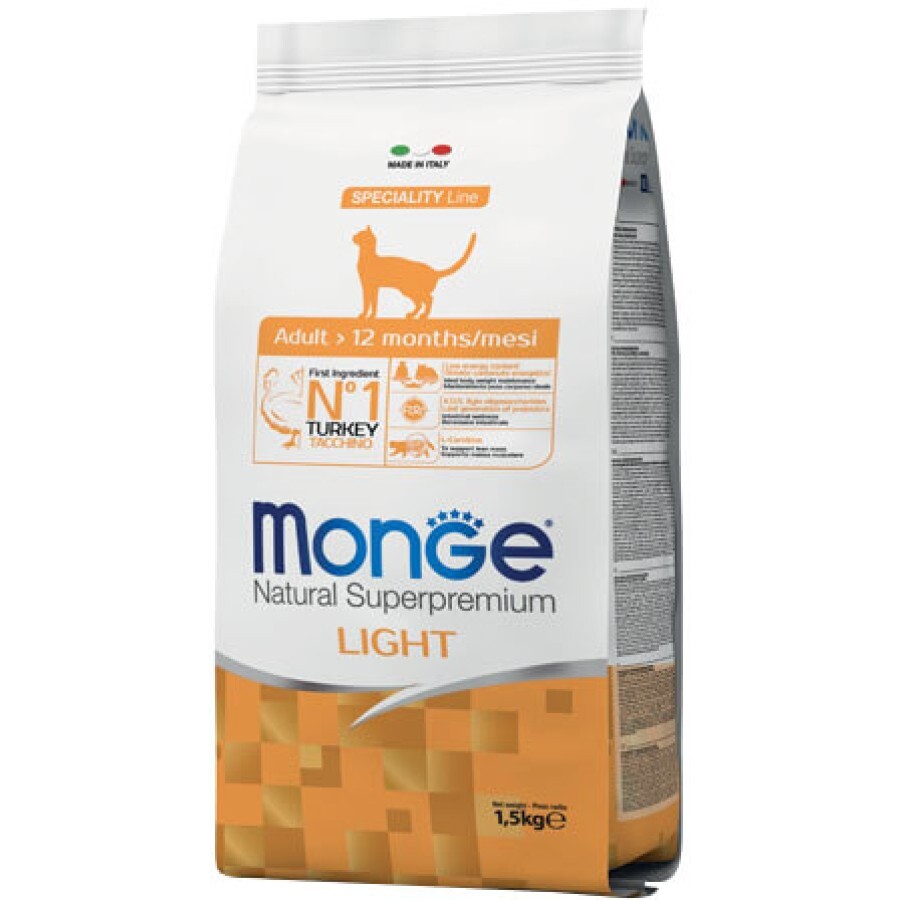 Сухой корм для кошек Monge Cat Light с индейкой 1.5 кг: цены и характеристики