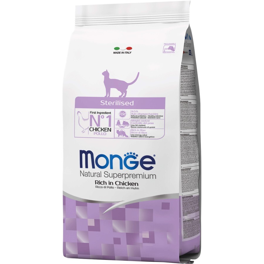 Сухий корм для кішок Monge Cat Sterilised зі смаком курки та лосося 400 г: ціни та характеристики