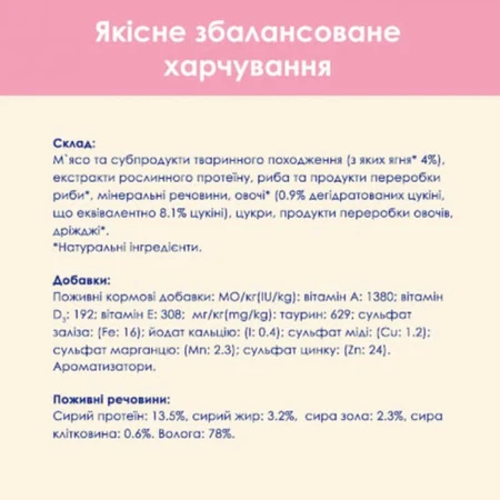 Вологий корм для кішок Purina Cat Chow Kitten з ягням та цукіні в желе 85 г: ціни та характеристики