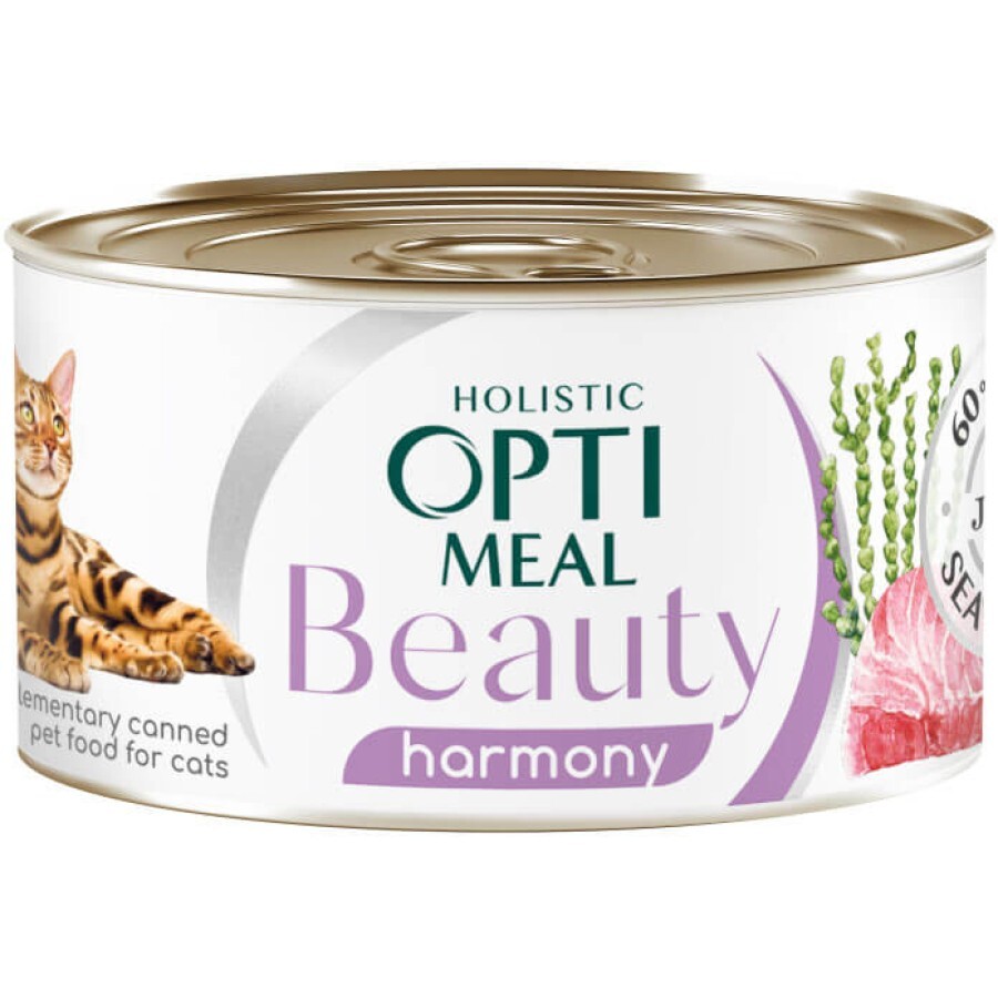 Консерви для котів Optimeal Beauty Harmony смугастий тунець у желе з водоростями 70 г: ціни та характеристики
