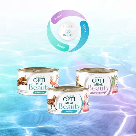 Консерви для котів Optimeal Beauty Harmony смугастий тунець у желе з водоростями 70 г: ціни та характеристики