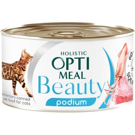 Консервы для кошек Optimeal Beauty Podium полосатый тунец в соусе с кальмарами 70 г