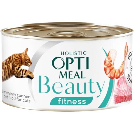 Консерви для котів Optimeal Beauty Fitness смугастий тунець у соусі з креветками 70 г