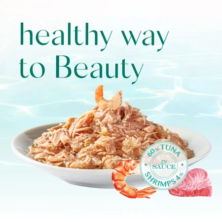 Консерви для котів Optimeal Beauty Fitness смугастий тунець у соусі з креветками 70 г: ціни та характеристики