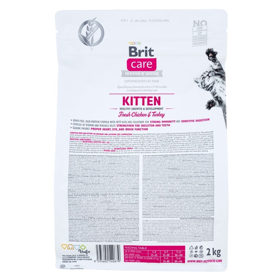 Сухой корм для кошек Brit Care Cat GF Kitten HGrowth and Development 2 кг: цены и характеристики