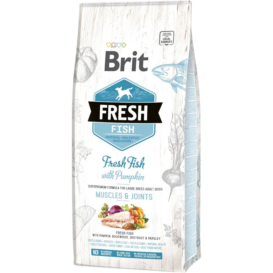 Сухой корм для собак Brit Fresh Fish/Pumpkin Adult Large 12 кг: цены и характеристики