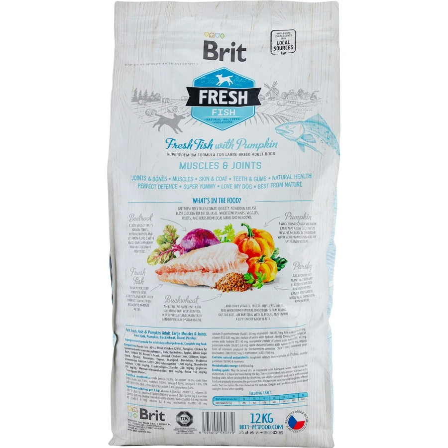 Сухой корм для собак Brit Fresh Fish/Pumpkin Adult Large 12 кг: цены и характеристики