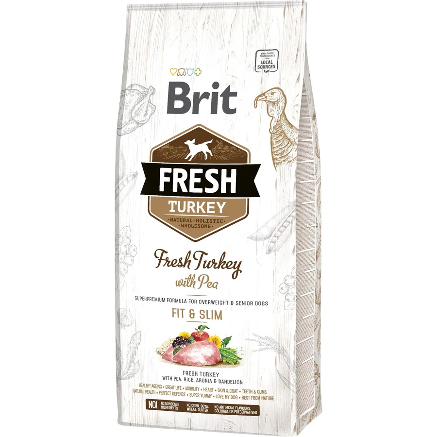 Сухой корм для собак Brit Fresh Turkey/Pea Light Fit and Slim Adult 12 кг: цены и характеристики