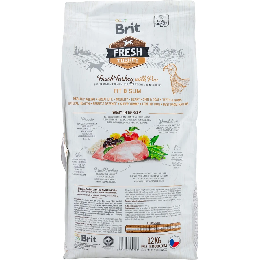Сухой корм для собак Brit Fresh Turkey/Pea Light Fit and Slim Adult 12 кг: цены и характеристики