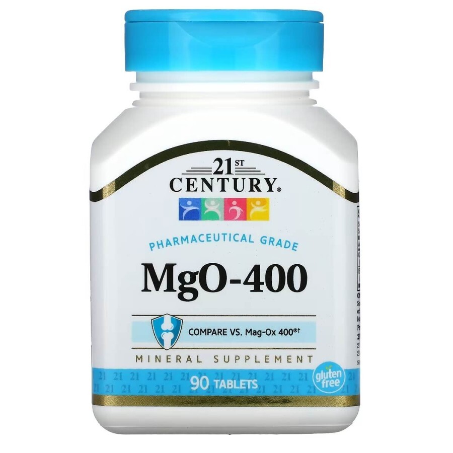 Магній, 400 мг, Magnesium, 21st Century, 90 таблеток: ціни та характеристики
