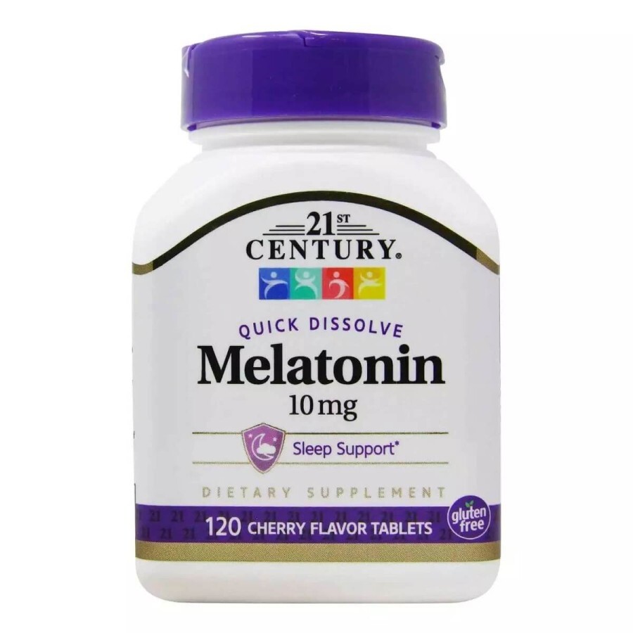 Мелатонін, 10 мг, вишневий смак, Melatonin, 21st Century, 120 таблеток: ціни та характеристики