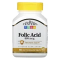 Фолієва кислота, 800 мкг, Folic Acid, 21st Century, 180 таблеток