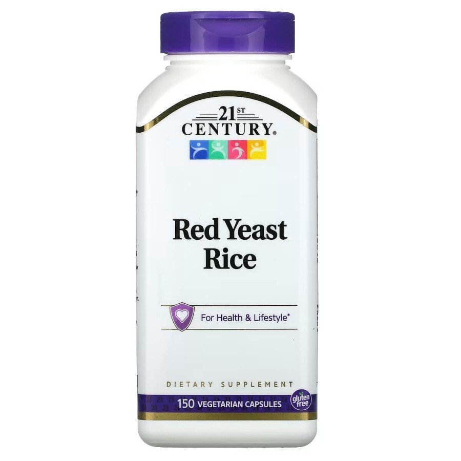 Красный дрожжевой рис, Red Yeast Rice, 21st Century, 150 вегетарианских капсул: цены и характеристики