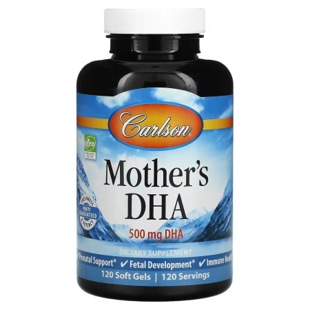 DHA для беременных и кормящих матерей, 500 мг, Mother's DHA, Carlson, 120 желатиновых капсул
