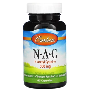 NAC (N-Ацетил-L-Цистеин), 500 мг, Carlson, 60 капсул