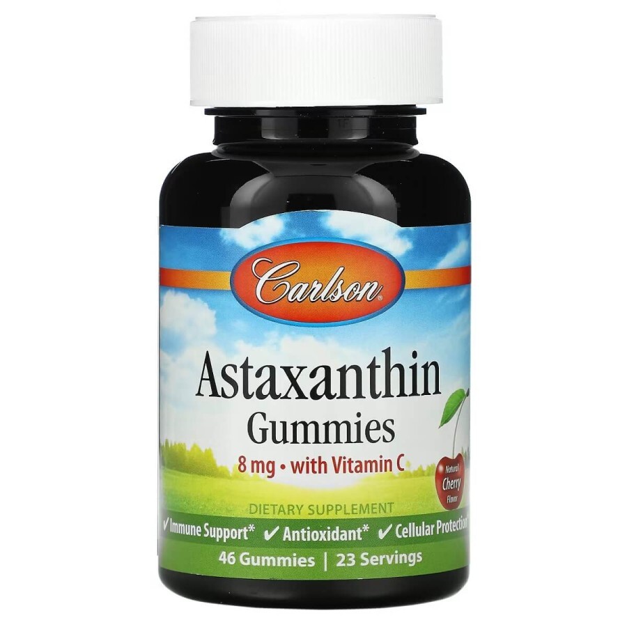 Астаксантин с Витамином С, 4 мг, вкус вишни, Astaxanthin Gummies with Vitamin C, Carlson, 46 жевательных конфет: цены и характеристики