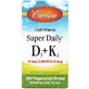 Витамин D3+K2 в каплях, 2000 МЕ и 45 мкг, Super Daily D3+K2, Carlson, 10.16 мл