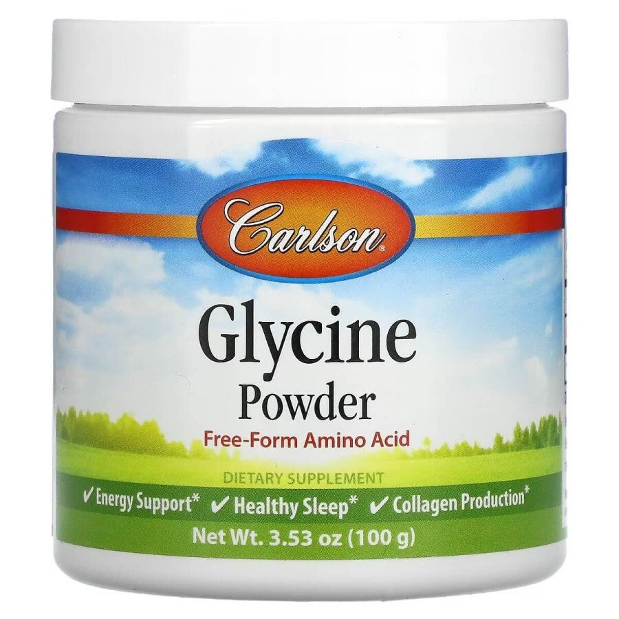 Глицин в порошке, свободная форма аминокислоты, Glycine Powder, Free Form Amino Acid, Carlson, 100 гр: цены и характеристики