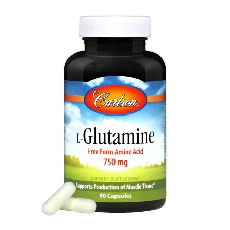 Глютамин 750мг, L-Glutamine, Carlson, 90 капсул