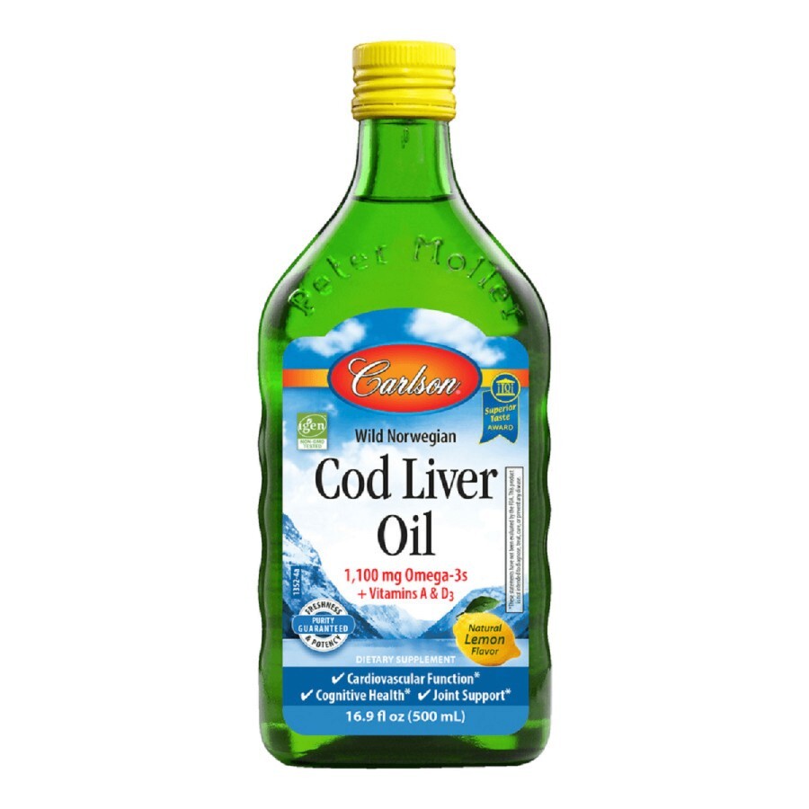 Жир Печінки Дикої Норвезької Тріски, Смак Лимона, Cod Liver Oil, Carlson, 500 мл: ціни та характеристики