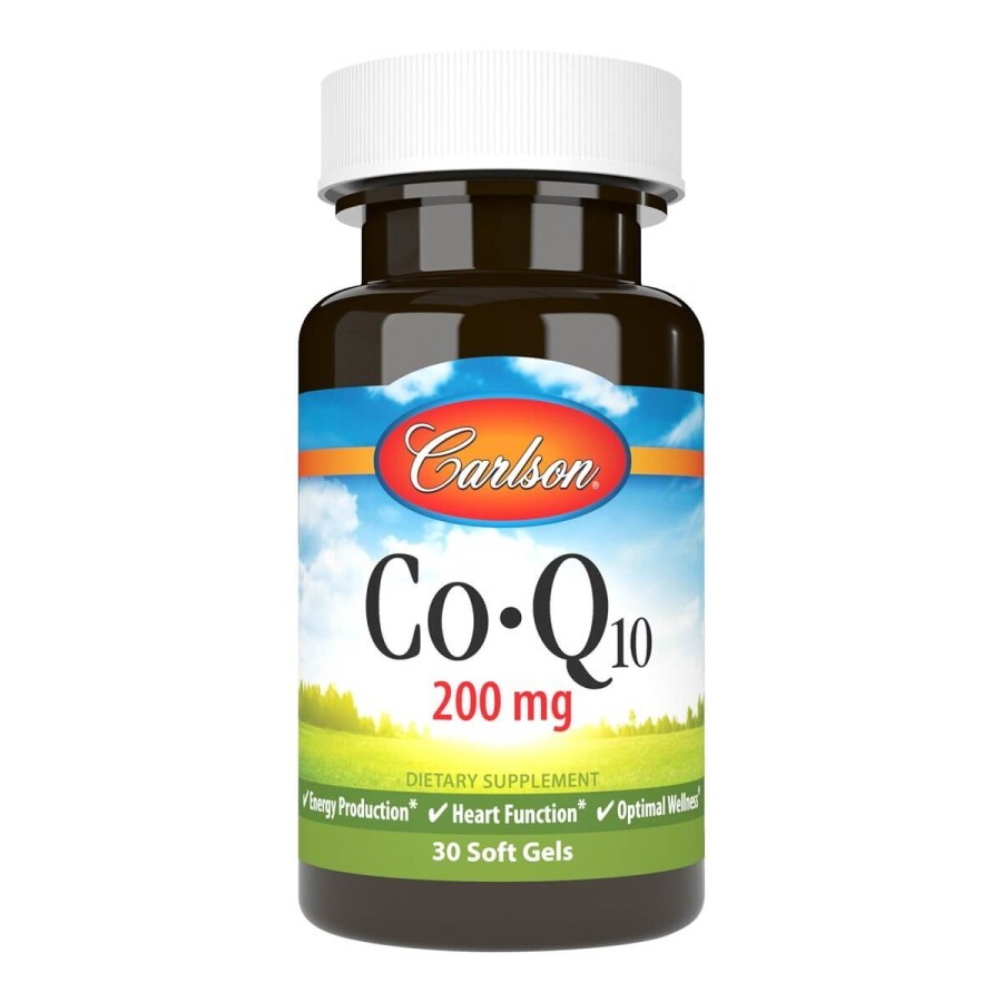 Коензим Q10, 200 мг, CoQ10, Carlson, 30 гелевих капсул: ціни та характеристики