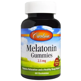 Мелатонин, 2.5 мг, вкус клубники, Melatonin Gummies, Carlson, 60 жевательных конфет