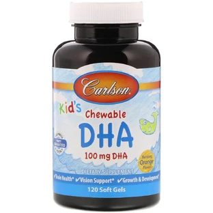 Рыбий жир (DHA) для Детей, Вкус Апельсина, Kid's Chewable, Carlson, 120 желатиновых капсул