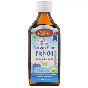 Рыбий Жир для Детей, Лимонный Вкус, Kid's Fish Oil Lemon, Carlson, 200 мл