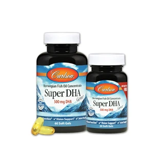 Супер DHA (докозагексаеновая кислота), Super DHA Gems, Carlson, 60+20 желатиновых капсул