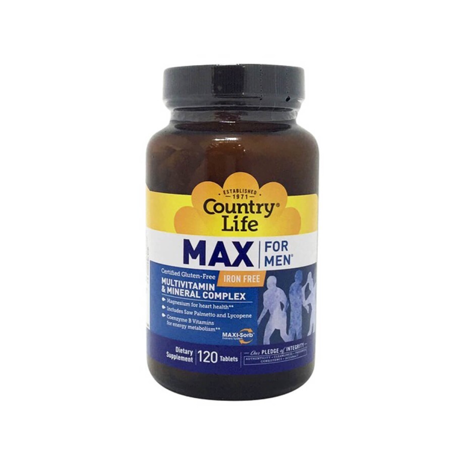 Мультивитамины і Мінералы для Мужчин без железа, Max for Men Iron Free, Country Life, 120 таблеток: цены и характеристики