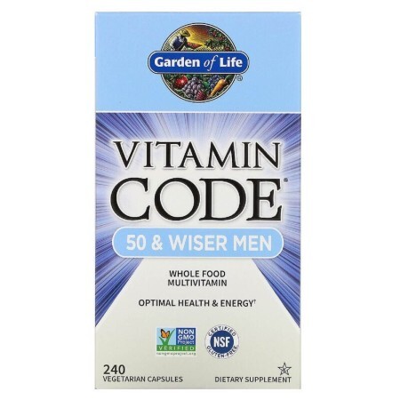 Мультивітаміни для Чоловіків 50+, Vitamin Code, 50 & Wiser Men, Garden of Life, 240 вегетаріанських капсул