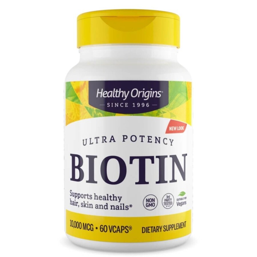 Біотин (В7) 10000мкг, Healthy Origins, 60 гелевих капсул: ціни та характеристики