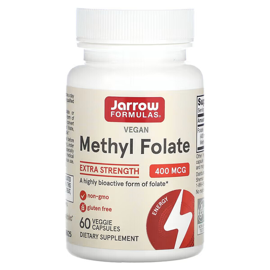 Метил Фолиевая Кислота (Метилфолат) 400 мкг, Methyl Folate, Jarrow Formulas, 60 вегетарианских капсул: цены и характеристики