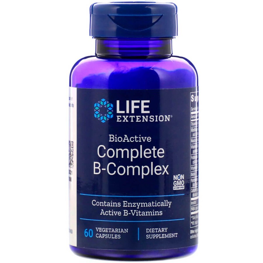 Комплекс Вітамінів Групи В, BioActive Complete B-Complex, Life Extension, 60 вегетаріанських капсул: ціни та характеристики