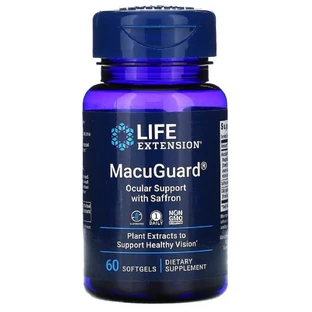Поддержка Зрения с Шафраном, MacuGuard, Ocular Support with Saffron, Life Extension, 60 Гелевых Капсул