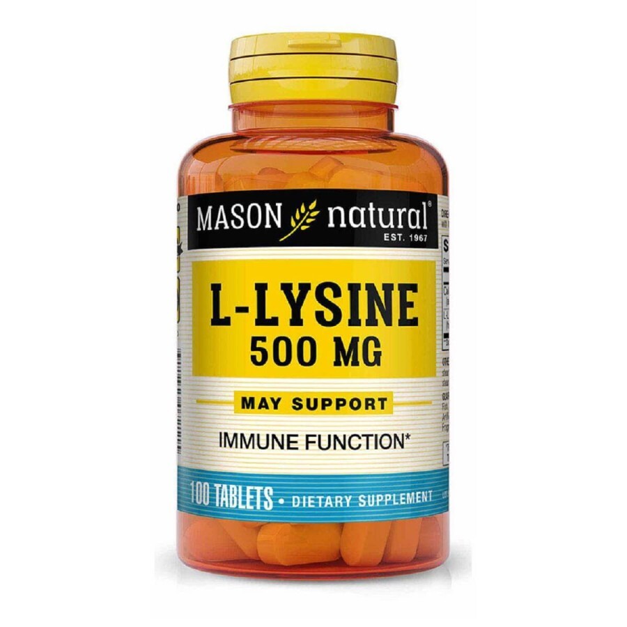 L-лизин 500мг, L-Lysine, Mason Natural, 100 таблеток: цены и характеристики