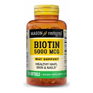 Біотин 5000 мкг, Biotin, Mason Natural, 60 гелевих капсул