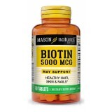 Биотин 5000 мкг, Biotin, Mason Natural, 60 таблеток