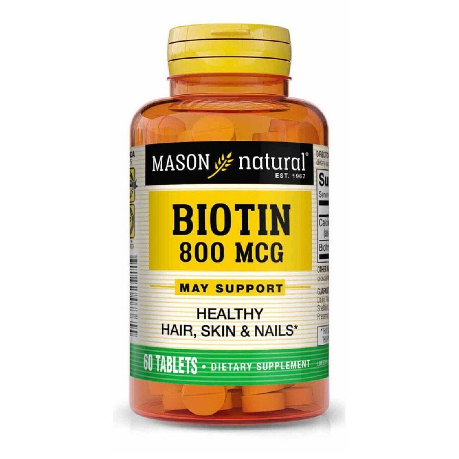 Біотин 800 мкг, Biotin, Mason Natural, 60 таблеток: ціни та характеристики