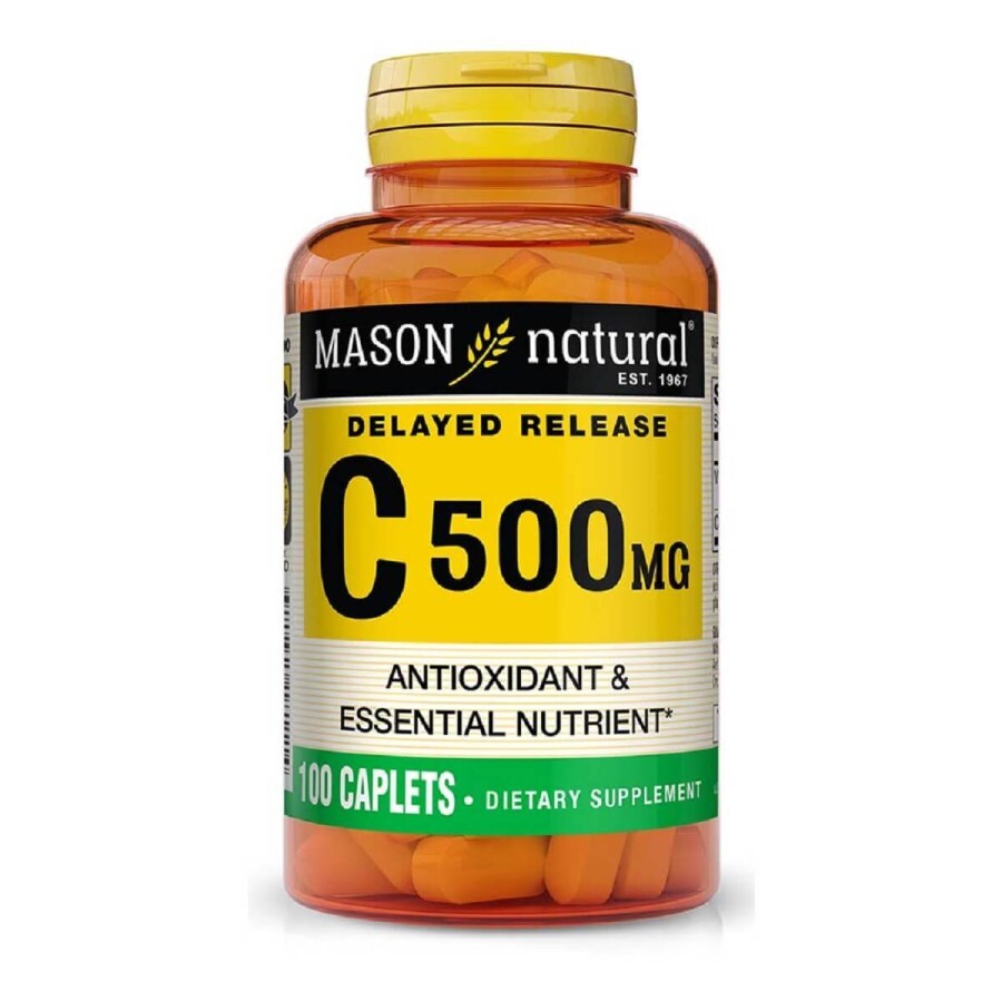 Витамин C медленного высвобождения 500мг, Vitamin C Delayed Release, Mason Natural, 100 каплет: цены и характеристики