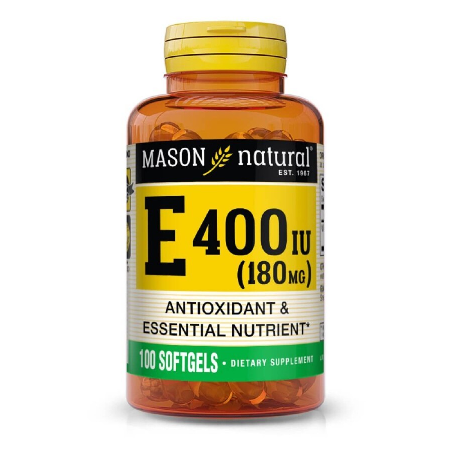 Витамин Е 180мг, Vitamin E 400 IU, Mason Natural, 100 гелевых капсул: цены и характеристики