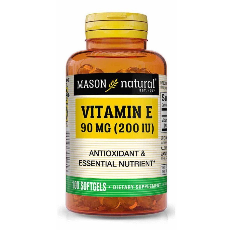 Витамин Е 90мг, Vitamin E 200IU, Mason Natural, 100 гелевых капсул: цены и характеристики