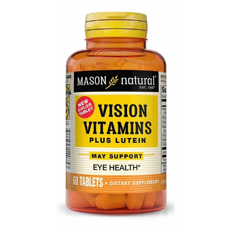Витамины для глаз с лютеином, Vision Vitamins Plus Lutein, Mason Natural, 60 таблеток: цены и характеристики