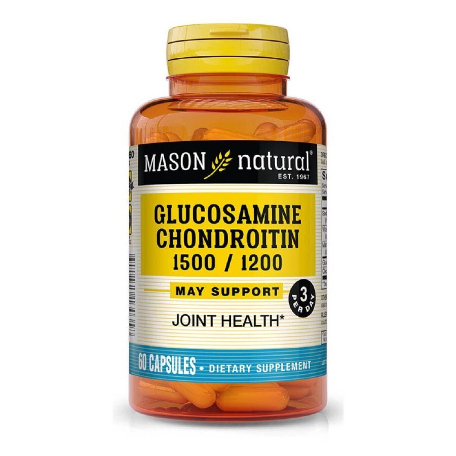 Глюкозамін та Хондроїтин 1500/1200, Glucosamine Chondroitin, Mason Natural, 60 капсул: ціни та характеристики