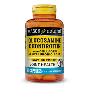 Глюкозамин, хондроитин с коллагеном и гиалуроновой кислотой, Glucosamine Chondroitin With Collagen & Hyaluronic Acid, Mason Natural, 90 капсул