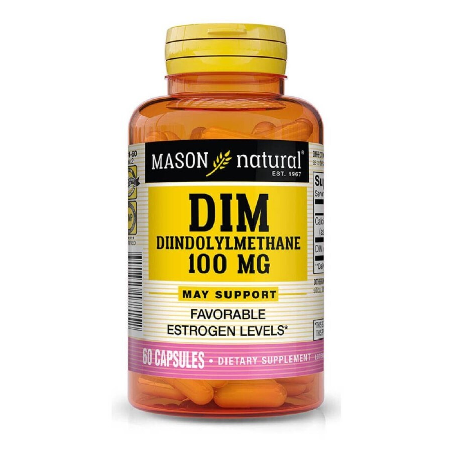 Дііндолілметан 100мг, DIM Diindolylmethane, Mason Natural, 60 капсул: ціни та характеристики