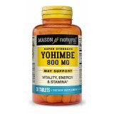 Йохимбе 800мг, Super Strength Yohimbe, Mason Natural, 30 таблеток
