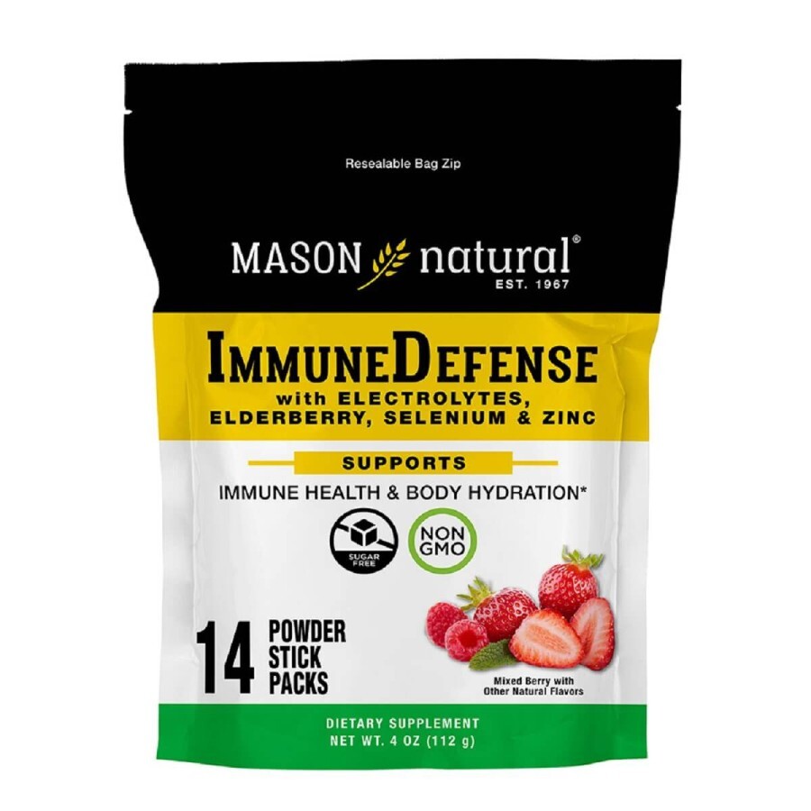 Імунний захист, смак ягід, Immune Defense, Mason Natural, 14 стиків по 8 гр: ціни та характеристики