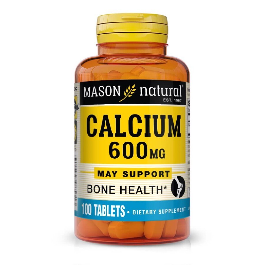 Кальций 600 мг, Calcium 600 mg, Mason Natural, 100 таблеток: цены и характеристики