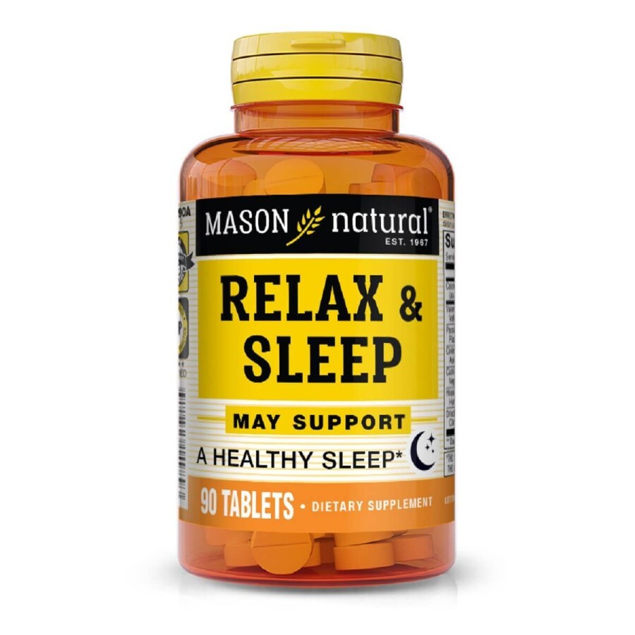 Комплекс для розслаблення та здорового сну, Relax and Sleep, Mason Natural, 90 таблеток: ціни та характеристики